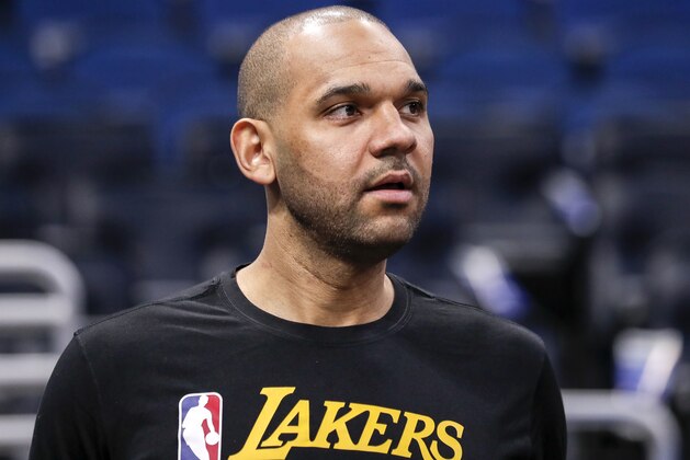 ORLANDO, FL - DECEMBER 11: Jared Dudley #10 of the Los Angeles Lakers warms up before the game against the Orlando Magic at the Amway Center on December 11, 2019 in Orlando, Florida. The Lakers defeated the Magic 96 to 87. NOTE TO USER: User expressly acknowledges and agrees that, by downloading and or using this photograph, User is consenting to the terms and conditions of the Getty Images License Agreement. (Photo by Don Juan Moore/Getty Images)