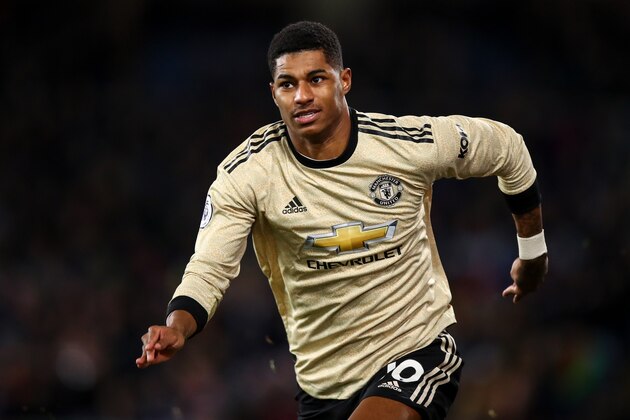 BURNLEY, ENGLAND - DECEMBER 28: Marcus Rashford of Manchester United during the Premier League match between Burnley FC and Manchester United at Turf Moor on December 28, 2019 in Burnley, United Kingdom. (Photo by Robbie Jay Barratt - AMA/Getty Images)