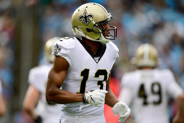 CHARLOTTE, NORTH CAROLINA - DECEMBER 29: Michael Thomas #13 of the New Orleans Saints during the first half during their game against the Carolina Panthers at Bank of America Stadium on December 29, 2019 in Charlotte, North Carolina. (Photo by Jacob Kupferman/Getty Images)