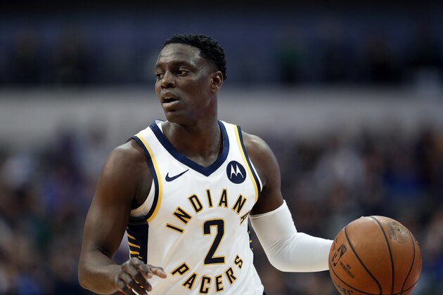 Indiana Pacers guard Darren Collison (2) advances the ball up court against the Dallas Mavericks during an NBA basketball game in Dallas, Wednesday, Feb. 27, 2019. (AP Photo/Tony Gutierrez) Indiana Pacers guard Darren Collison (2) advances the ball up court against the Dallas Mavericks during an NBA basketball game in Dallas, Wednesday, Feb. 27, 2019. (AP Photo/Tony Gutierrez)