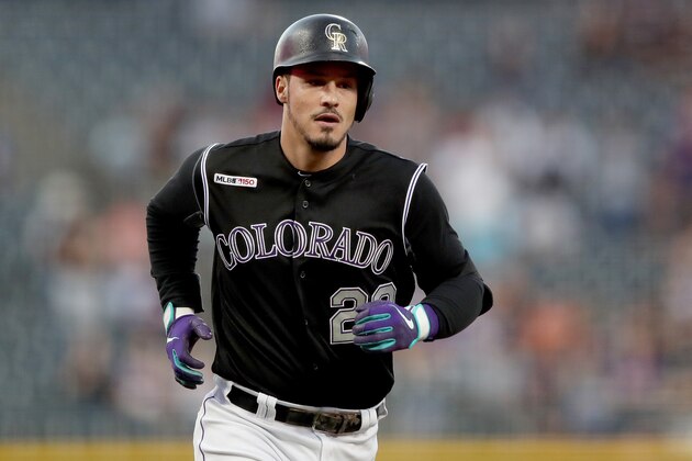 DENVER, COLORADO - SEPTEMBER 13: Nolan Arenado #28 of the Colorado Rockies circles the bases after hitting a 2 RBI home run in the first inning against the San Diego Padres at Coors Field on September 13, 2019 in Denver, Colorado. (Photo by Matthew Stockman/Getty Images) DENVER, COLORADO - SEPTEMBER 13: Nolan Arenado #28 of the Colorado Rockies circles the bases after hitting a 2 RBI home run in the first inning against the San Diego Padres at Coors Field on September 13, 2019 in Denver, Colorado. (Photo by Matthew Stockman/Getty Images)