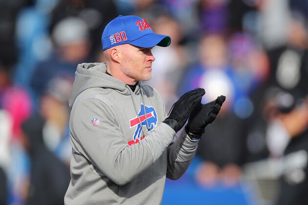 ORCHARD PARK, NEW YORK - DECEMBER 08: Head coach Sean McDermott of the Buffalo Bills looks on before the game against the Baltimore Ravens at New Era Field on December 08, 2019 in Orchard Park, New York. (Photo by Brett Carlsen/Getty Images)
