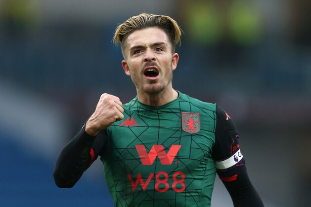 BURNLEY, ENGLAND - JANUARY 01: Jack Grealish of Aston Villa celebrates with the fans following the Premier League match between Burnley FC and Aston Villa at Turf Moor on January 01, 2020 in Burnley, United Kingdom. (Photo by Jan Kruger/Getty Images)