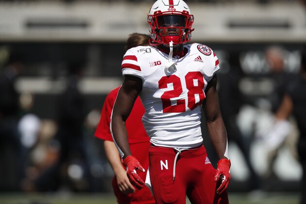 Nebraska Cornhuskers running back Maurice Washington (28) warms up before the first half of an NCAA college football game Saturday, Sept. 7, 2019, in Boulder, Colo. (AP Photo/David Zalubowski)