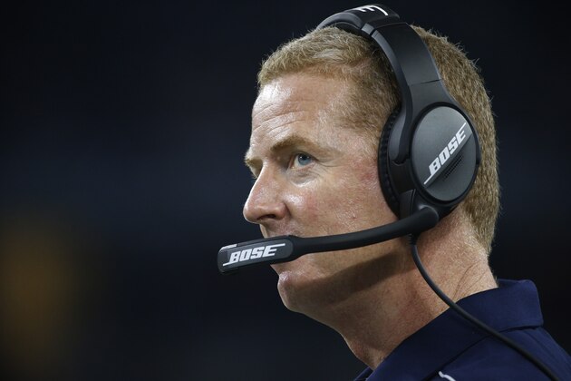 Dallas Cowboys head coach Jason Garrett during the second half of an NFL football game against the Washington Redskins in Arlington, Texas, Sunday, Dec. 15, 2019. (AP Photo/Ron Jenkins)