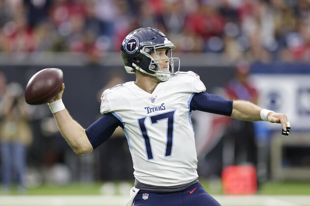 Tennessee Titans quarterback Ryan Tannehill (17) throws a pass against the Houston Texans during the first half of an NFL football game Sunday, Dec. 29, 2019, in Houston. (AP Photo/Michael Wyke)