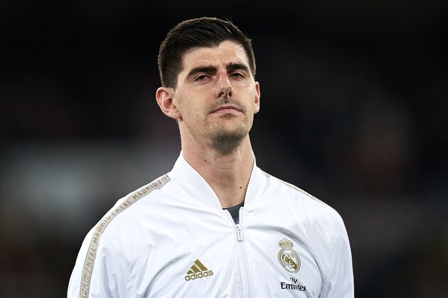MADRID, SPAIN - DECEMBER 22: Thibaut Courtois of Real Madrid looks on prior the game during the Liga match between Real Madrid and Athletic Bilbao on December 22, 2019 in Madrid, Spain.