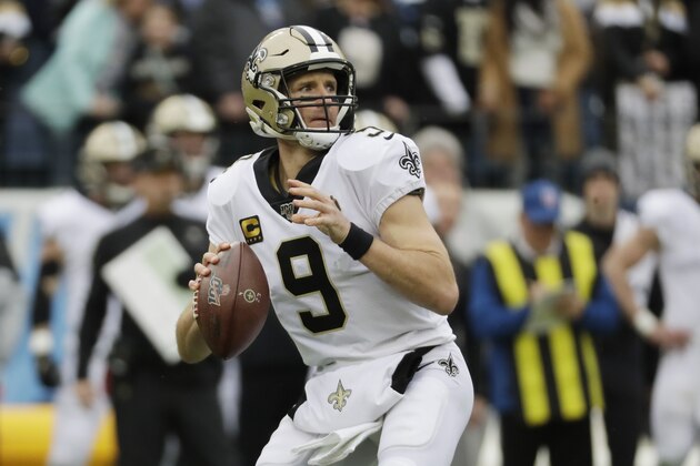 New Orleans Saints quarterback Drew Brees passes against the Tennessee Titans in the first half of an NFL football game Sunday, Dec. 22, 2019, in Nashville, Tenn. (AP Photo/James Kenney)