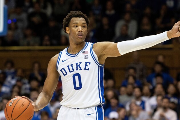 Duke's Wendell Moore Jr. (0) calls a play during an NCAA college basketball game against Brown in Durham, N.C., Saturday, Dec. 28, 2019. (AP Photo/Ben McKeown)