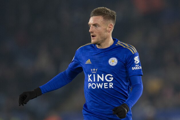 LEICESTER, ENGLAND - DECEMBER 26: Jamie Vardy of Leicester City during the Premier League match between Leicester City and Liverpool FC at The King Power Stadium on December 26, 2019 in Leicester, United Kingdom. (Photo by Visionhaus)