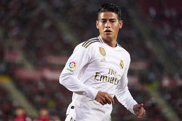 MALLORCA, SPAIN - OCTOBER 19: James Rodriguez of Real Madrid CF looks on during the Liga match between RCD Mallorca and Real Madrid CF at Iberostar Estadi on October 19, 2019 in Mallorca, Spain. (Photo by Quality Sport Images/Getty Images)