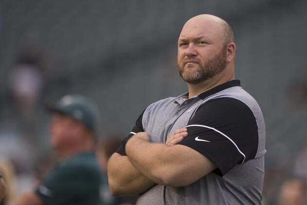 PHILADELPHIA, PA - AUGUST 30: Joe Douglas, Vice President of Player Personnel of the Philadelphia Eagles, looks on prior to the game against the New York Jets during the preseason game at Lincoln Financial Field on August 30, 2018 in Philadelphia, Pennsylvania. (Photo by Mitchell Leff/Getty Images)