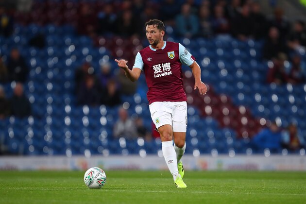 BURNLEY, ENGLAND - AUGUST 28:  Danny Drinkwater of Burnley during the Carabao Cup Second Round fixture between Burnley and Sunderland at Turf Moor on August 28, 2019 in Burnley, England. (Photo by Robbie Jay Barratt - AMA/Getty Images)