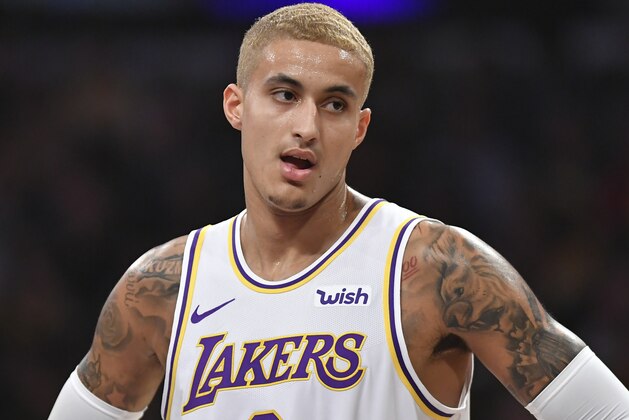 LOS ANGELES, CA - JANUARY 01: Kyle Kuzma #0 of the Los Angeles Lakers plays the Phoenix Suns at Staples Center on January 1, 2020 in Los Angeles, California. NOTE TO USER: User expressly acknowledges and agrees that, by downloading and/or using this photograph, user is consenting to the terms and conditions of the Getty Images License Agreement. (Photo by John McCoy/Getty Images)