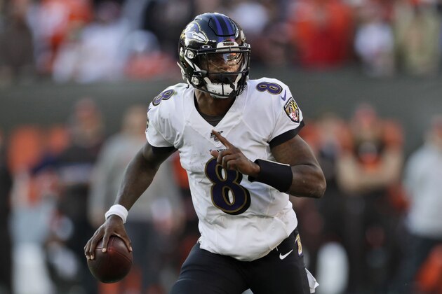Baltimore Ravens quarterback Lamar Jackson scramble during the second half of an NFL football game against the Cleveland Browns, Sunday, Dec. 22, 2019, in Cleveland. (AP Photo/Ron Schwane)