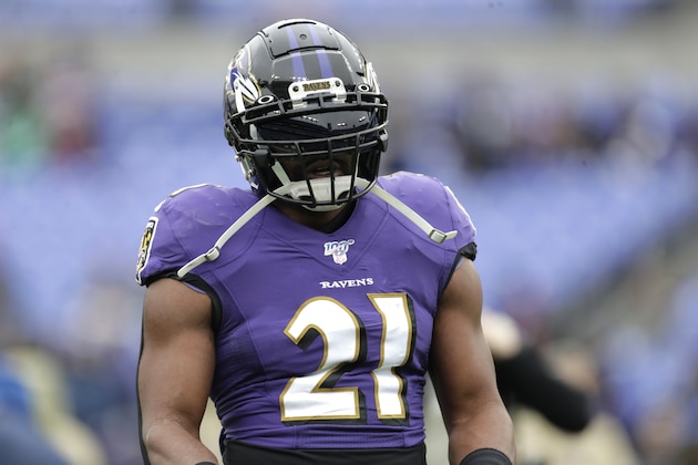 Baltimore Ravens running back Mark Ingram looks on prior to an NFL football game against the Houston Texans, Sunday, Nov. 17, 2019, in Baltimore. (AP Photo/Julio Cortez)