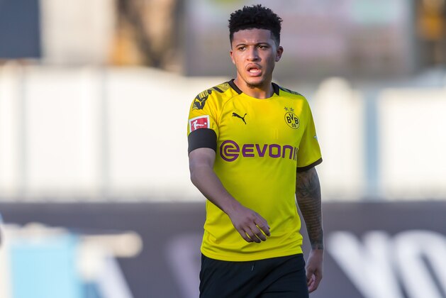 MARBELLA, SPAIN - JANUARY 07: (BILD ZEITUNG OUT) Jadon Sancho of Borussia Dortmund looks on during a friendly match between Borussia Dortmund and Standard Liege on January 7, 2020 in Marbella, Spain. (Photo by TF-Images/Getty Images)