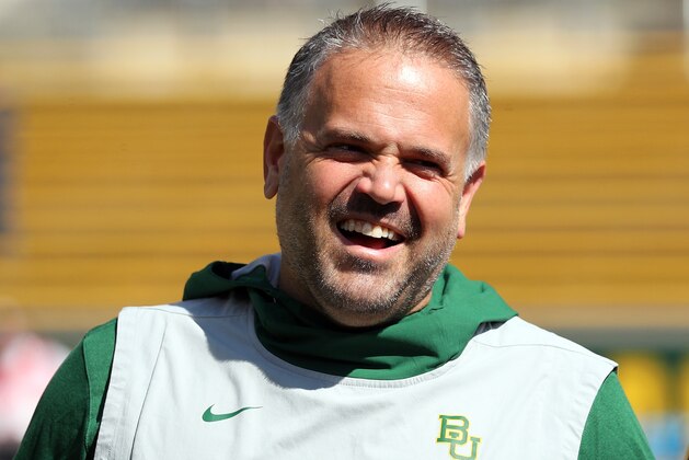 WACO, TEXAS - OCTOBER 12: head coach Matt Rhule of the Baylor Bears before the game against the Texas Tech Red Raiders on October 12, 2019 in Waco, Texas. (Photo by Richard Rodriguez/Getty Images)