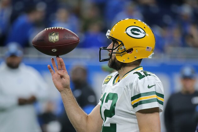 DETROIT, MI - DECEMBER 29: Aaron Rodgers #12 of the Green Bay Packers warms up prior to the start of the game against the Detroit Lions at Ford Field on December 29, 2019 in Detroit, Michigan. (Photo by Leon Halip/Getty Images)