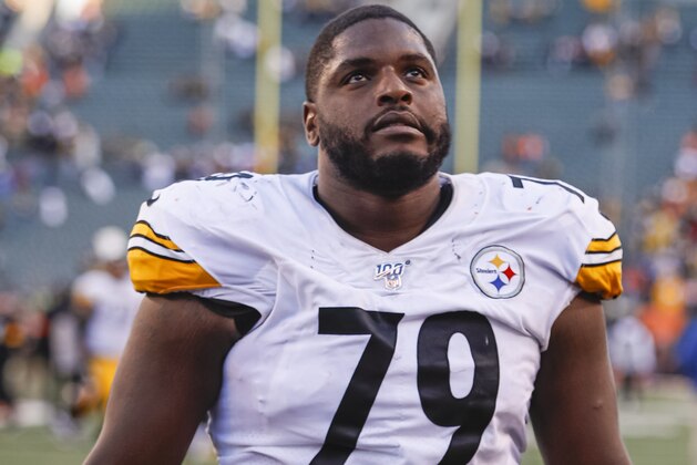 CINCINNATI, OH - NOVEMBER 24: Javon Hargrave #79 of the Pittsburgh Steelers is seen after the game against the Cincinnati Bengals at Paul Brown Stadium on November 24, 2019 in Cincinnati, Ohio. (Photo by Michael Hickey/Getty Images)