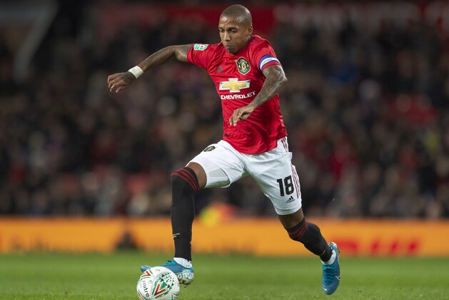 MANCHESTER, ENGLAND - DECEMBER 18: Ashley Young of Manchester United in action during the Carabao Cup Quarter Final match between Manchester United and Colchester United at Old Trafford on December 18, 2019 in Manchester, England. (Photo by Visionhaus)