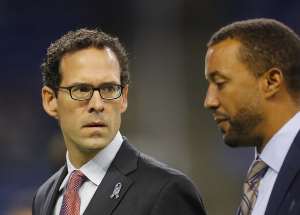 Paul DePodesta, left, Cleveland Browns Chief Strategy Officer talks with Sashi Brown, Executive Vice President, Football Operations, before an NFL football game against the Detroit Lions in Detroit, Sunday, Nov. 12, 2017. (AP Photo/Paul Sancya) Paul DePodesta, left, Cleveland Browns Chief Strategy Officer talks with Sashi Brown, Executive Vice President, Football Operations, before an NFL football game against the Detroit Lions in Detroit, Sunday, Nov. 12, 2017. (AP Photo/Paul Sancya)