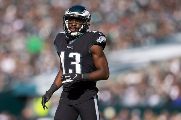 PHILADELPHIA, PA - NOVEMBER 03: Nelson Agholor #13 of the Philadelphia Eagles in action against the Chicago Bears at Lincoln Financial Field on November 3, 2019 in Philadelphia, Pennsylvania. (Photo by Mitchell Leff/Getty Images)