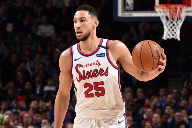 PHILADELPHIA, PA - JANUARY 9: Ben Simmons #25 of the Philadelphia 76ers handles the ball during the game against the Boston Celtics on January 9, 2020 at the Wells Fargo Center in Philadelphia, Pennsylvania NOTE TO USER: User expressly acknowledges and agrees that, by downloading and/or using this Photograph, user is consenting to the terms and conditions of the Getty Images License Agreement. Mandatory Copyright Notice: Copyright 2020 NBAE (Photo by David Dow/NBAE via Getty Images)
