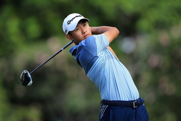HONOLULU, HAWAII - JANUARY 09: Collin Morikawa of the United States plays his shot from the eighth tee during the first round of the Sony Open in Hawaii at the Waialae Country Club on January 09, 2020 in Honolulu, Hawaii. (Photo by Sam Greenwood/Getty Images)