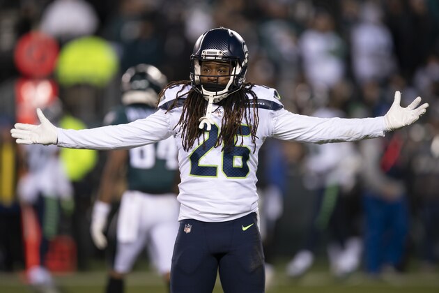 Seattle Seahawks cornerback Shaquill Griffin (26) reacts during an NFL wild-card playoff football game against the Philadelphia Eagles, Sunday, Jan. 5, 2020, in Philadelphia. Seattle won 17-9. (AP Photo/Chris Szagola) Seattle Seahawks cornerback Shaquill Griffin (26) reacts during an NFL wild-card playoff football game against the Philadelphia Eagles, Sunday, Jan. 5, 2020, in Philadelphia. Seattle won 17-9. (AP Photo/Chris Szagola)