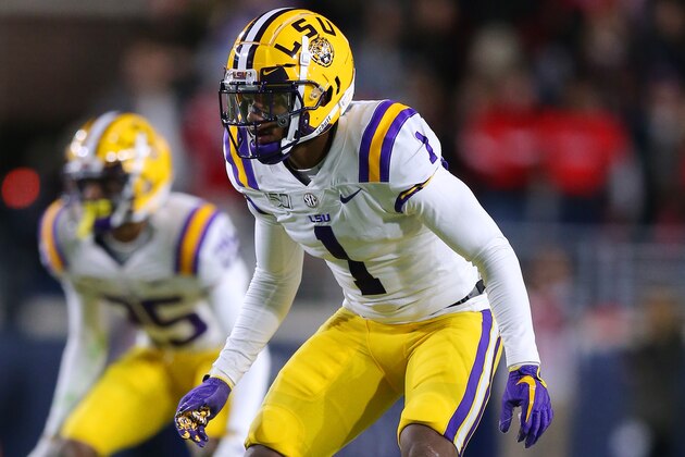 OXFORD, MISSISSIPPI - NOVEMBER 16: Kristian Fulton #1 of the LSU Tigers in action during a game against the Mississippi Rebels at Vaught-Hemingway Stadium on November 16, 2019 in Oxford, Mississippi. (Photo by Jonathan Bachman/Getty Images)