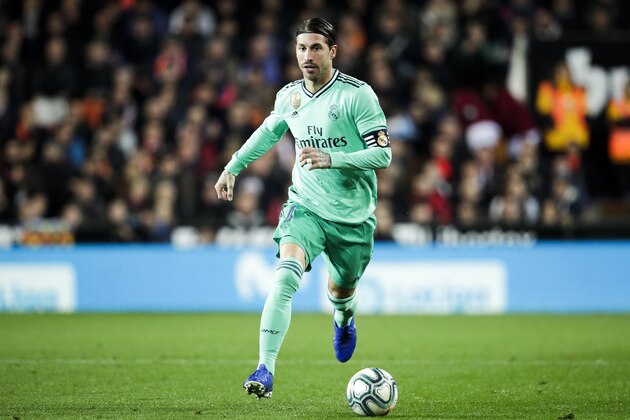 VALENCIA, SPAIN - DECEMBER 15: Sergio Ramos of Real Madrid during the La Liga Santander  match between Valencia v Real Madrid at the Estadio de Mestalla on December 15, 2019 in Valencia Spain (Photo by David S. Bustamante/Soccrates/Getty Images)