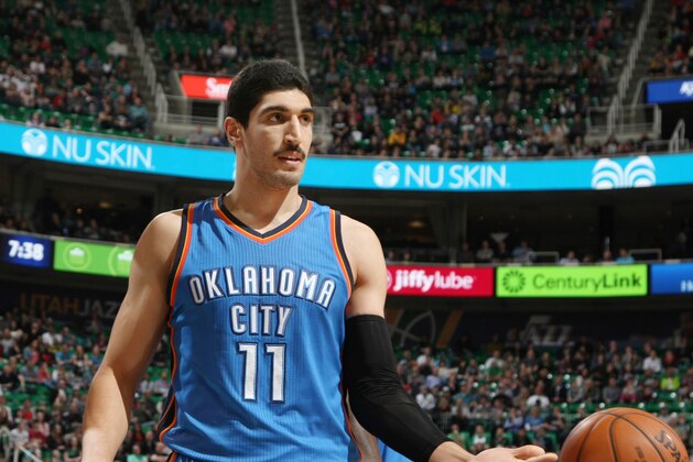 SALT LAKE CITY, UT - DECEMBER 11: Enes Kanter #11 of the Oklahoma City Thunder during the game against the Utah Jazz on December 11, 2015 at Vivint Smart Home Arena in Salt Lake City, Utah. NOTE TO USER: User expressly acknowledges and agrees that, by downloading and or using this Photograph, user is consenting to the terms and conditions of the Getty Images License Agreement. Mandatory Copyright Notice: Copyright 2015 NBAE (Photo by Melissa Majchrzak/NBAE via Getty Images)
