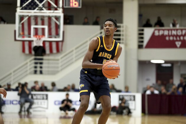 Rancho Christian's Evan Mobley #4 in action against McEachern during a high school basketball game at the Hoophall Classic, Monday, January 21, 2019, in Springfield, MA. (AP Photo/Gregory Payan)