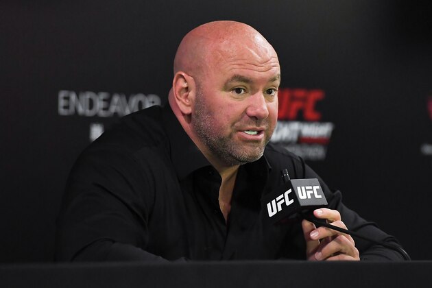 SHENZHEN, CHINA - AUGUST 31:  UFC President Dana White attends the press conference after the UFC Fight Night event at Shenzhen Universiade Sports Centre on August 31, 2019 in Shenzhen, China.  (Photo by Zhe Ji/Getty Images)
