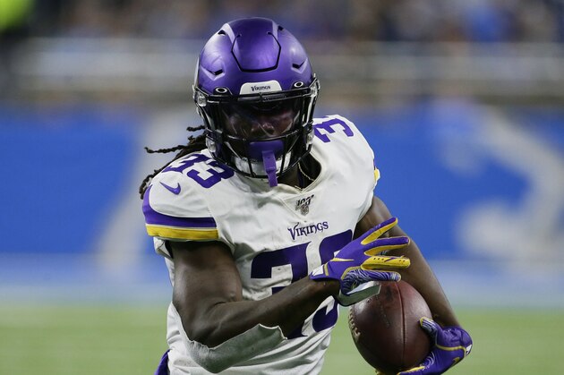Minnesota Vikings running back Dalvin Cook rushes during the second half of an NFL football game against the Detroit Lions, Sunday, Oct. 20, 2019, in Detroit. (AP Photo/Duane Burleson)