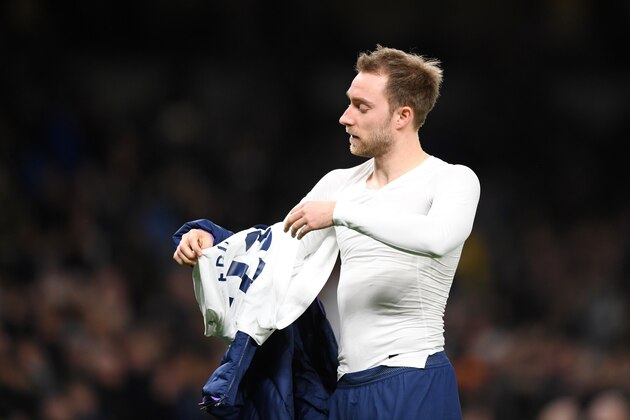 LONDON, ENGLAND - JANUARY 11: Christian Eriksen of Tottenham Hotspur looks dejected following his sides defeat in the Premier League match between Tottenham Hotspur and Liverpool FC at Tottenham Hotspur Stadium on January 11, 2020 in London, United Kingdom. (Photo by Shaun Botterill/Getty Images)