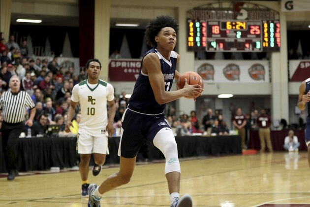 Norcross' Brandon Boston #11 in action against Roselle Catholic during a high school basketball game at the Hoophall Classic, Saturday, January 19, 2019, in Springfield, MA. (AP Photo/Gregory Payan)