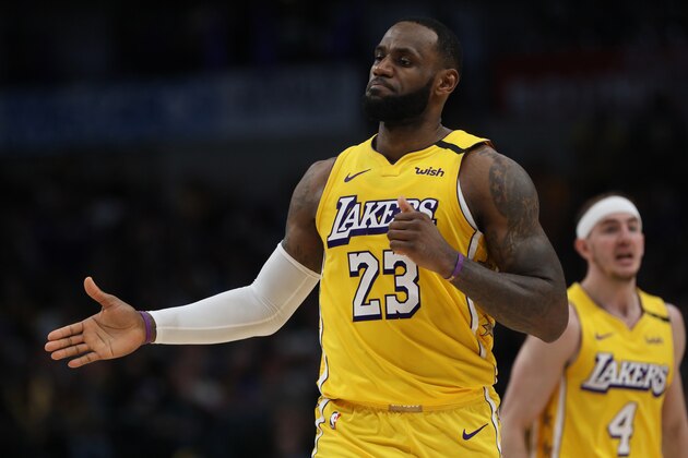 DALLAS, TEXAS - JANUARY 10:   LeBron James #23 of the Los Angeles Lakers at American Airlines Center on January 10, 2020 in Dallas, Texas.  NOTE TO USER: User expressly acknowledges and agrees that, by downloading and or using this photograph, User is consenting to the terms and conditions of the Getty Images License Agreement.  (Photo by Ronald Martinez/Getty Images)