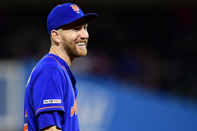 NEW YORK, NEW YORK - SEPTEMBER 27: Todd Frazier #21 of the New York Mets smiles in the seventh inning of their game against the Atlanta Braves at Citi Field on September 27, 2019 in the Flushing neighborhood of the Queens borough of New York City. (Photo by Emilee Chinn/Getty Images) NEW YORK, NEW YORK - SEPTEMBER 27: Todd Frazier #21 of the New York Mets smiles in the seventh inning of their game against the Atlanta Braves at Citi Field on September 27, 2019 in the Flushing neighborhood of the Queens borough of New York City. (Photo by Emilee Chinn/Getty Images)