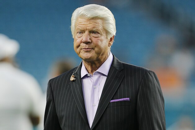 MIAMI, FLORIDA - AUGUST 22:  Fox NFL Sunday host Jimmy Johnson looks on during the preseason game between the Miami Dolphins and the Jacksonville Jaguars at Hard Rock Stadium on August 22, 2019 in Miami, Florida. (Photo by Michael Reaves/Getty Images)