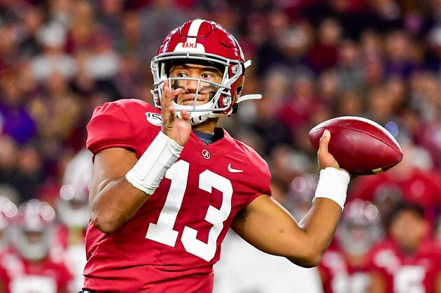 Alabama quarterback Tua Tagovailoa in an NCAA football game Saturday, Nov. 9, 2019, in Tuscaloosa, Ala. (AP Photo/Vasha Hunt)