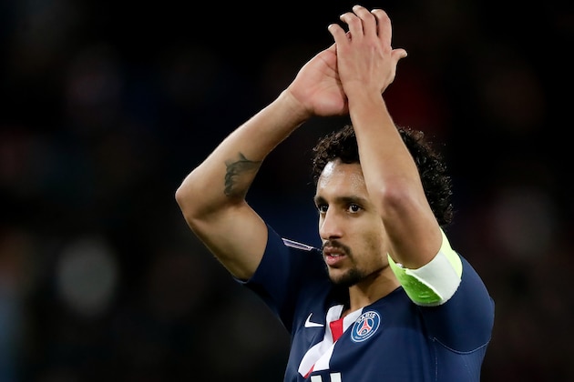 PARIS, FRANCE - DECEMBER 21: Marquinhos of Paris Saint Germain  during the French League 1  match between Paris Saint Germain v Amiens SC at the Parc des Princes on December 21, 2019 in Paris France (Photo by Angelo Blankespoor/Soccrates/Getty Images)
