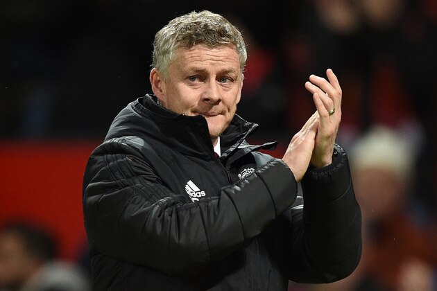 Manchester United's Norwegian manager Ole Gunnar Solskjaer gesture at the end of the English Premier League football match between Manchester United and Norwich City at Old Trafford in Manchester, north west England, on January 11, 2020. (Photo by Oli SCARFF / AFP) / RESTRICTED TO EDITORIAL USE. No use with unauthorized audio, video, data, fixture lists, club/league logos or 'live' services. Online in-match use limited to 120 images. An additional 40 images may be used in extra time. No video emulation. Social media in-match use limited to 120 images. An additional 40 images may be used in extra time. No use in betting publications, games or single club/league/player publications. /  (Photo by OLI SCARFF/AFP via Getty Images)