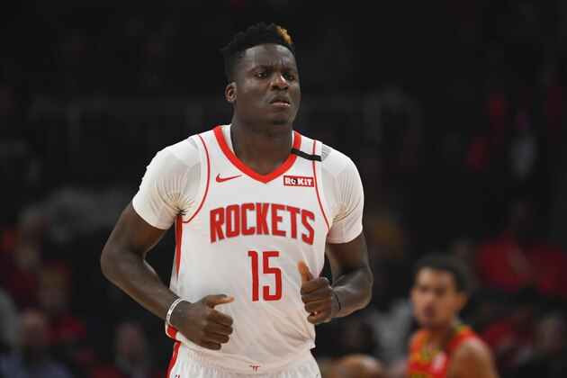 Houston Rockets center Clint Capela (15) comes upcourt during an NBA basketball game against the Atlanta Hawks, Wednesday, Jan. 8, 2020, in Atlanta. (AP Photo/John Amis)
