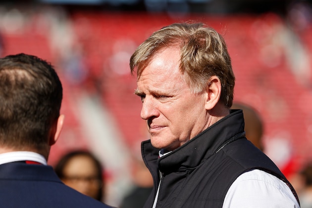 SANTA CLARA, CALIFORNIA - JANUARY 11: NFL Commissioner Roger Goodell looks on before the NFC Divisional Round Playoff game between the San Francisco 49ers and the Minnesota Vikings at Levi's Stadium on January 11, 2020 in Santa Clara, California. (Photo by Lachlan Cunningham/Getty Images)