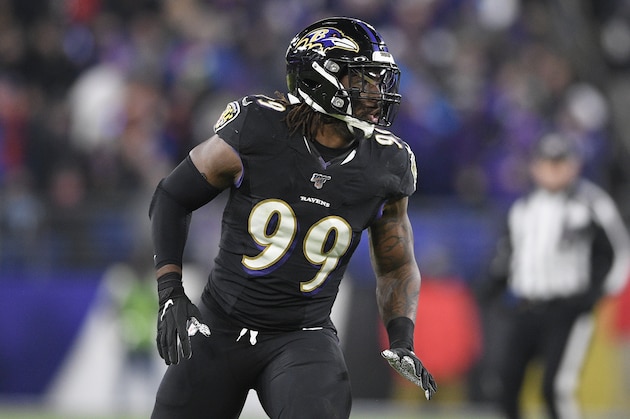Baltimore Ravens outside linebacker Matt Judon (99) in action during the second half of an NFL football game against the New York Jets, Thursday, Dec. 12, 2019, in Baltimore. (AP Photo/Nick Wass)