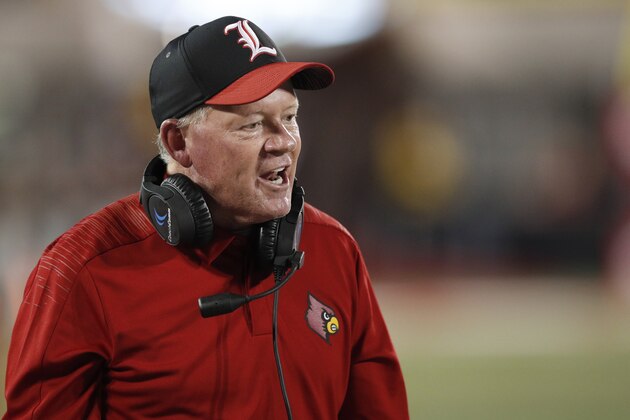 LOUISVILLE, KY - OCTOBER 05: Head coach Bobby Petrino of the Louisville Cardinals reacts during the game against the Georgia Tech Yellow Jackets at Cardinal Stadium on October 5, 2018 in Louisville, Kentucky. Georgia Tech won 66-31. (Photo by Joe Robbins/Getty Images)