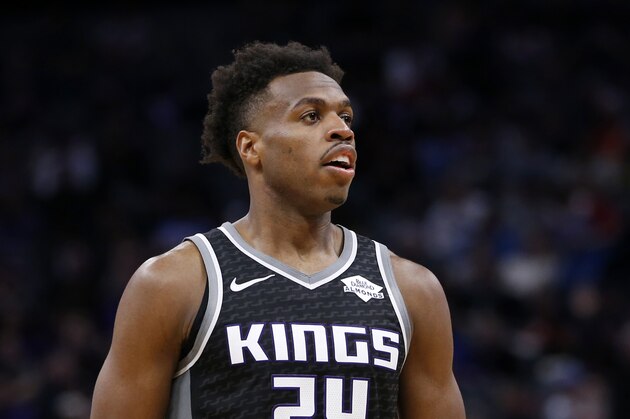 Sacramento Kings guard Buddy Hield during the second half of an NBA basketball game against the Minnesota Timberwolves in Sacramento, Calif., Thursday, Dec. 26, 2019. The Timberwolves won, in double-overtime, 105-104.(AP Photo/Rich Pedroncelli) Sacramento Kings guard Buddy Hield during the second half of an NBA basketball game against the Minnesota Timberwolves in Sacramento, Calif., Thursday, Dec. 26, 2019. The Timberwolves won, in double-overtime, 105-104.(AP Photo/Rich Pedroncelli)