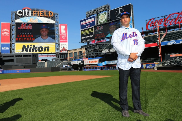 NEW YORK, NY - NOVEMBER 04: Carlos Beltran poses for pictures after being introduced as the next manager of the New York Mets during a press conference at Citi Field on November 4, 2019 in New York City. (Photo by Rich Schultz/Getty Images)